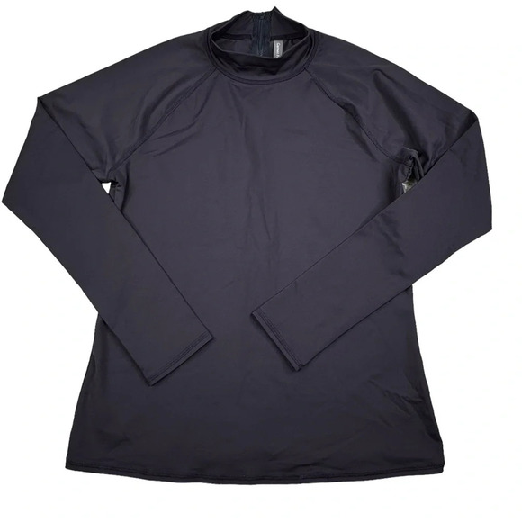 Garnet Hill Signature Rashguard. Mock Neck, Swim Surfing Beach Vacation Medium - Picture 1 of 9